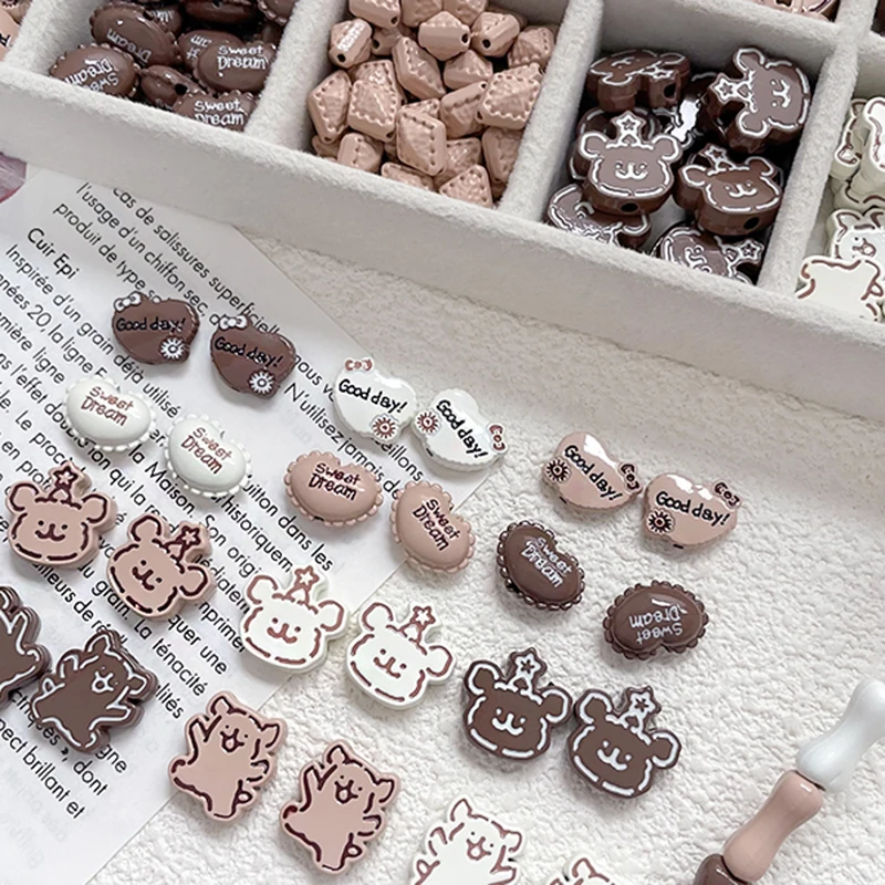 

10pcs Alloy Beads Coffee-colored Dog Bones Cute Heart-shaped Beads Diy Handmade Loose Bead Jewelry Materials