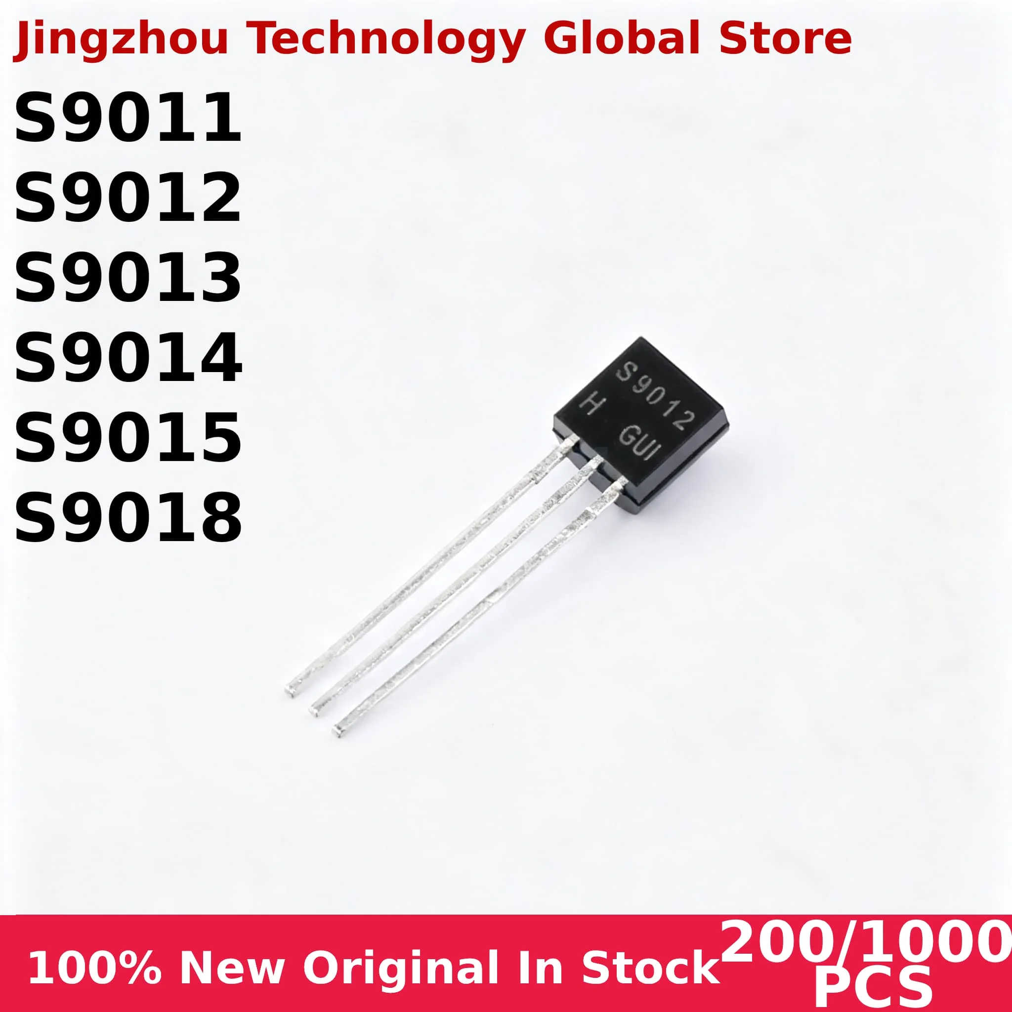 100% New 200/1000PCS S9011 S9012 S9013 S9014 S9015 S9018 TO92 NPN/PNP Transistors Chip Wholesale