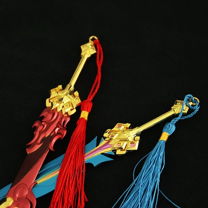 21 cm/8.27in Honor Kings Game Randapparatuur Metalen Snijden Wapen Modellen Speelgoed Ornamenten Sleutelhangers Desktop Display Collectie Gift jongen