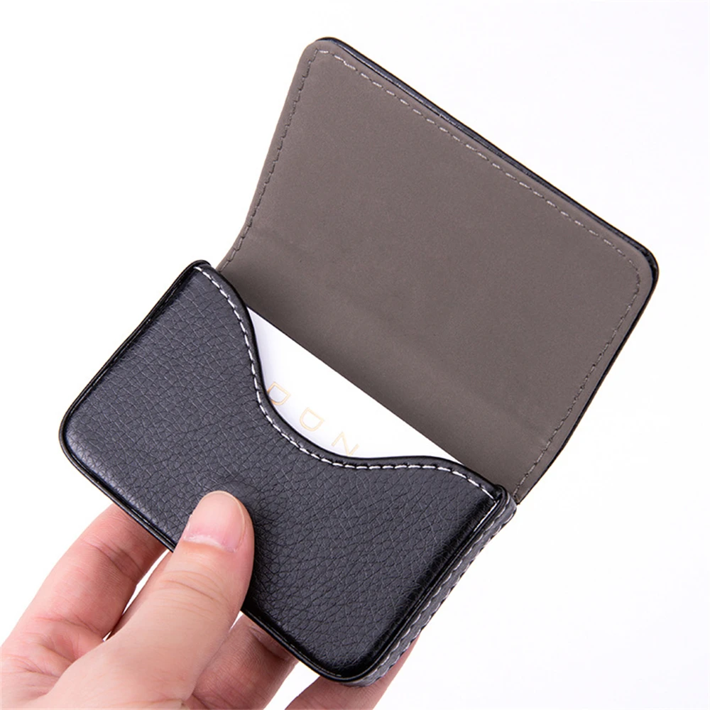 1pcs Pu Leather Magnetic Business Card Case Portable Credit Card Pocket Large Capacity Business Card Holder For Women Men Office