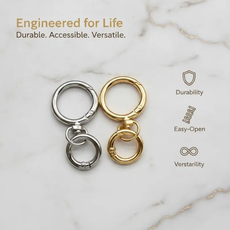 Hot Sale 2Sets Metal Round Swivel Spring Snap Fastener O Rings For Keychain Handbag Lanyard DIY Handcraft Making Supplies