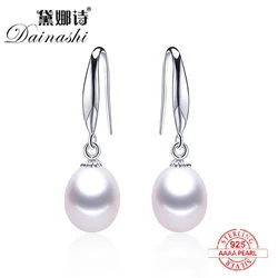 New High Quality Natural Freshwater Pearl Women Drop Earrings 925 Silver Fashion Simple Earrings for Women Wedding Jewelry Gift