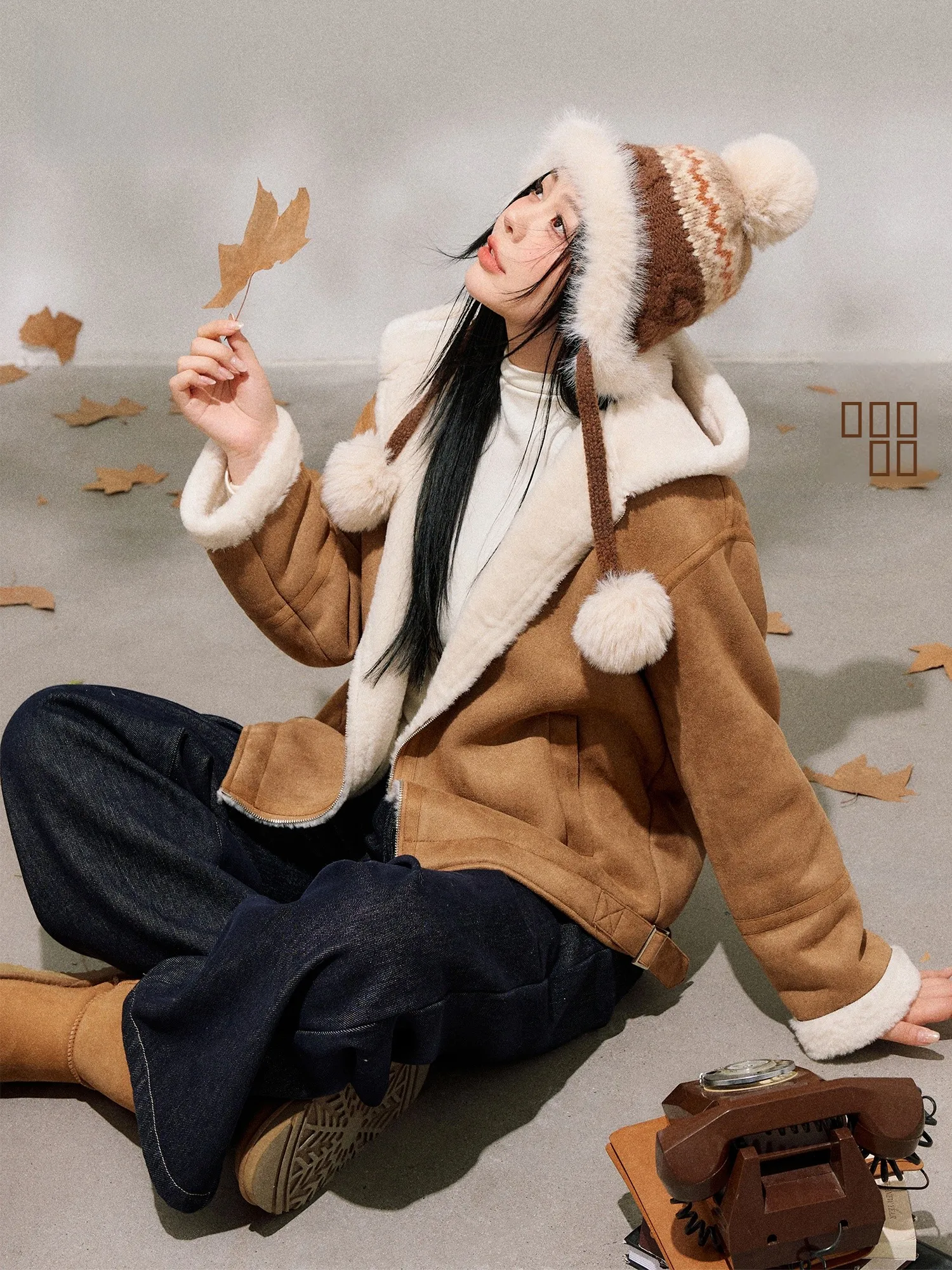 

Комплект зимней одежды больших размеров: корейский стиль, замшевые белые брюки и светло-коричневые джинсы для полных женщин, повседневный, для работы и отдыха