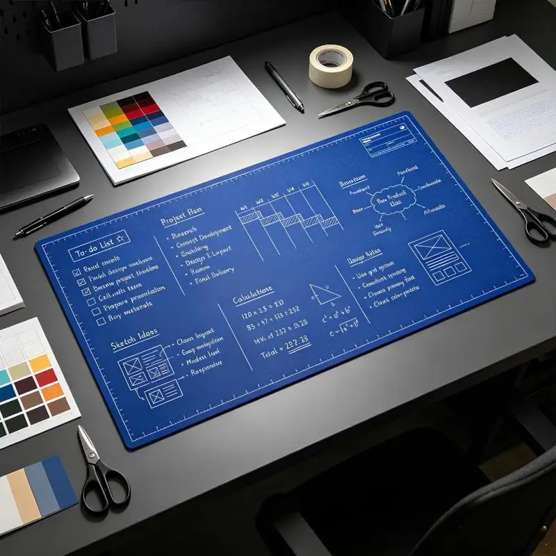 Reusable Double-Sided Desk Mat And Pens Portable Writing Desk Pad Smooth Surface Rounded Corners Reusable Doodle