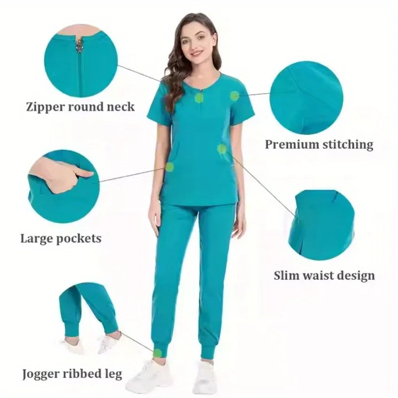 

Women's Comfortable Pet Hospital Beauty Hospital Operating Room Uniform Nursing Uniform Soft Short Sleeve Spa Uniform Set