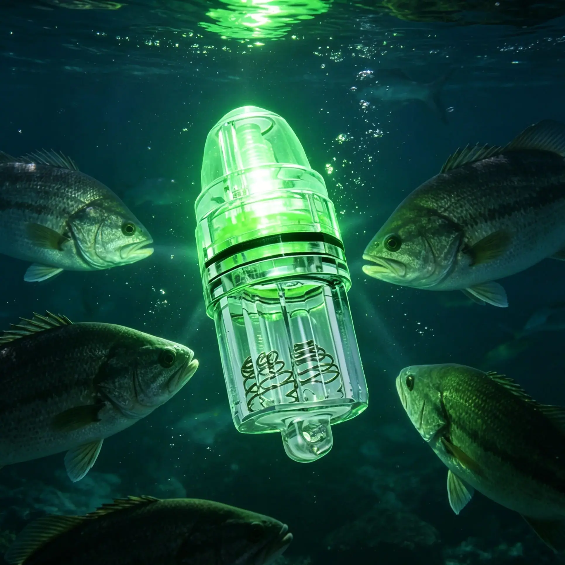Image of 1 Stück LED Unterwasser-Angellampe, Grünes Fischlocklicht, Blinkend/Dauerlicht, Hochdruck-Nachtangelwerkzeug für die Tiefsee