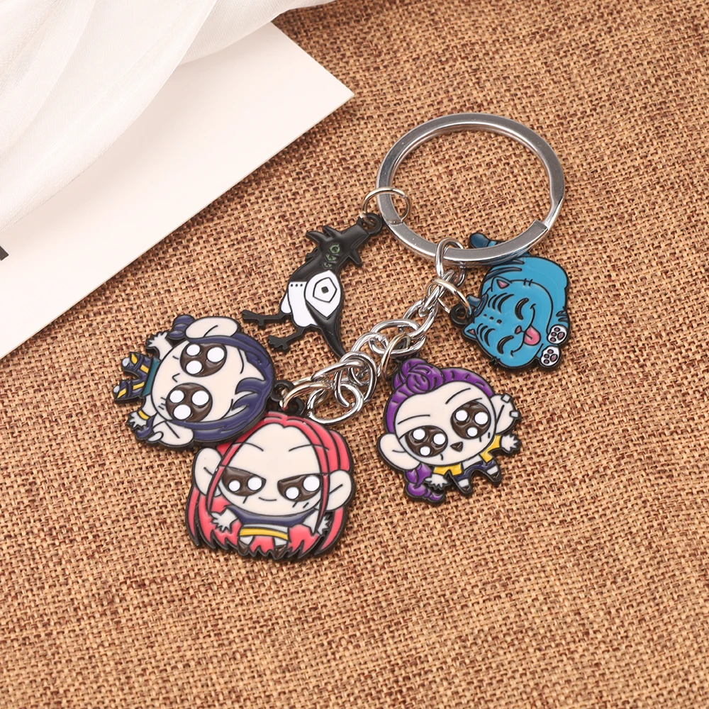 أنيمي Kpop شيطان الصيادين الأزرق القط الغربان المفاتيح حقيبة ظهر جميلة سيارة قلادة كيرينغ تأثيري مجوهرات اكسسوارات هدية لصديق