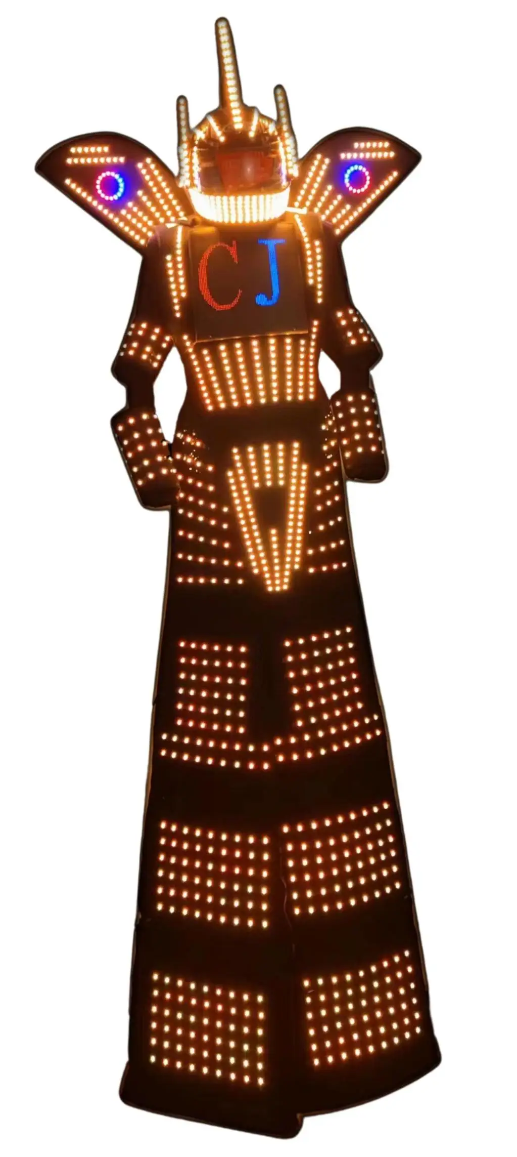 RGB Color-Changing Pixel LED Light-Up Stilt Robot Costume Event Cosplay Set Men's Performance Costume with Cool Helmet