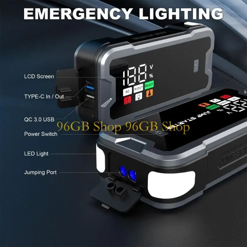 96GB Contemporary Auto Battery Helper Featuring Overload And 10000mAh Capacity For Dead Battery Recovery In All Conditions
