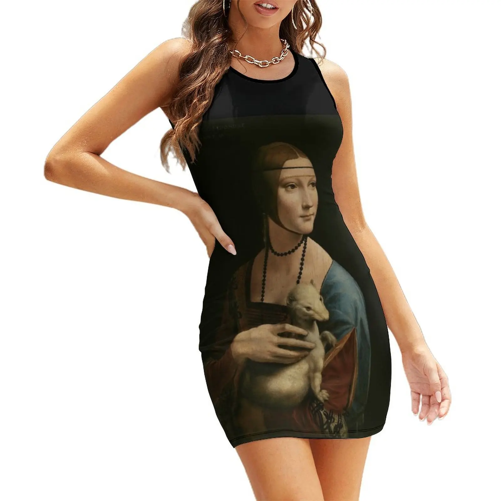 

Lady with an Ermine Sleeveless Sundress woman dress Party dresses Dance dresses