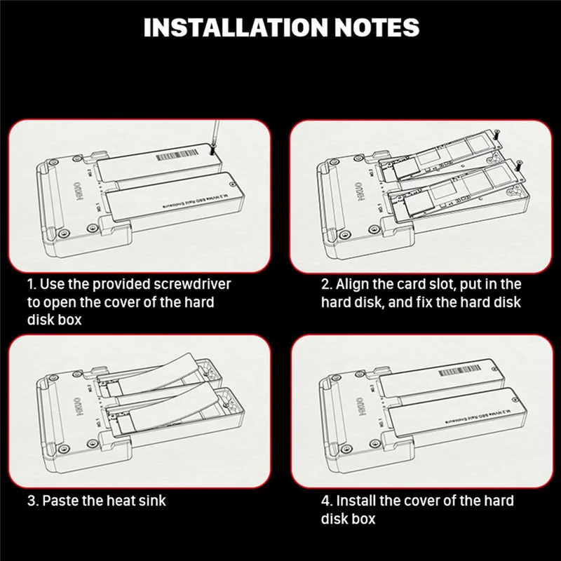 

ABT-M.2 NVME SSD Enclosure Dual Drive Bay For M2 Nvme 2230 2242 2260 2280 Type-C USB 3.2 Gen2 20Gbps External Hard Case