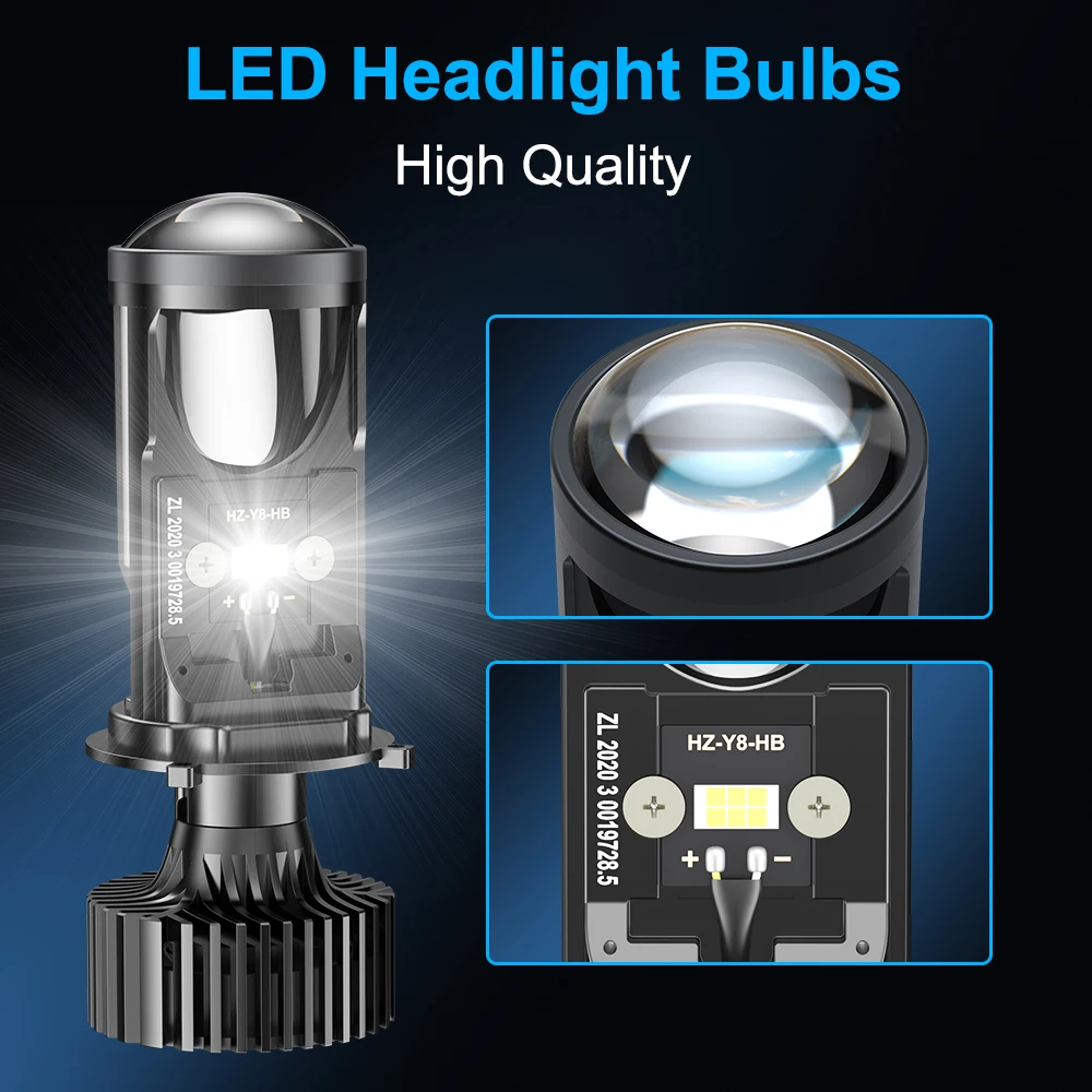 Super Bright Mini Canbus Y6 H4 LED 120W Car Headlight 6500k Lens Auto Lamp H4 12000LM Fog Lights Bulb