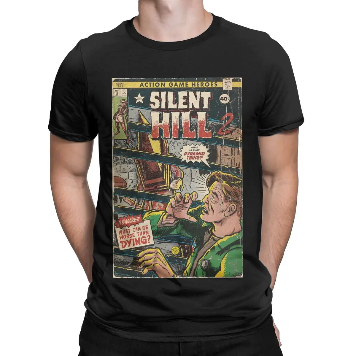 Men Pyramid Thing Silent Hill Comic Book Cover T Shirts 100% Cotton Clothing Short Sleeve Round Neck Tees Gift Idea T-Shirts