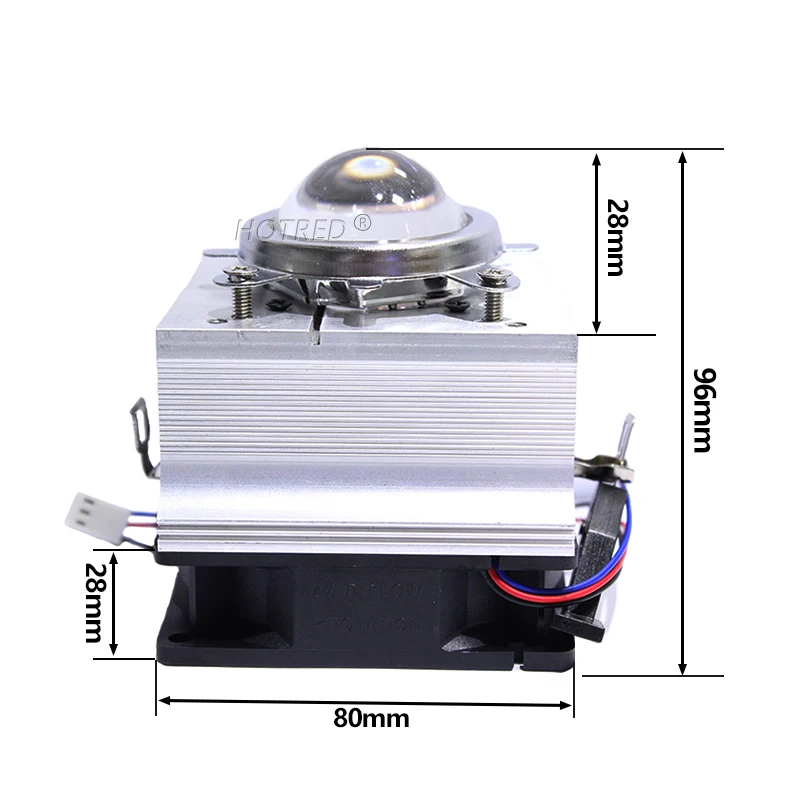 LED Heatsink Aluminium Cooling Radiator + 60 /120 Degrees 44mm Lenes + Reflector + Bracket 12V Fans For 20W 30W50W 100W Chip COB