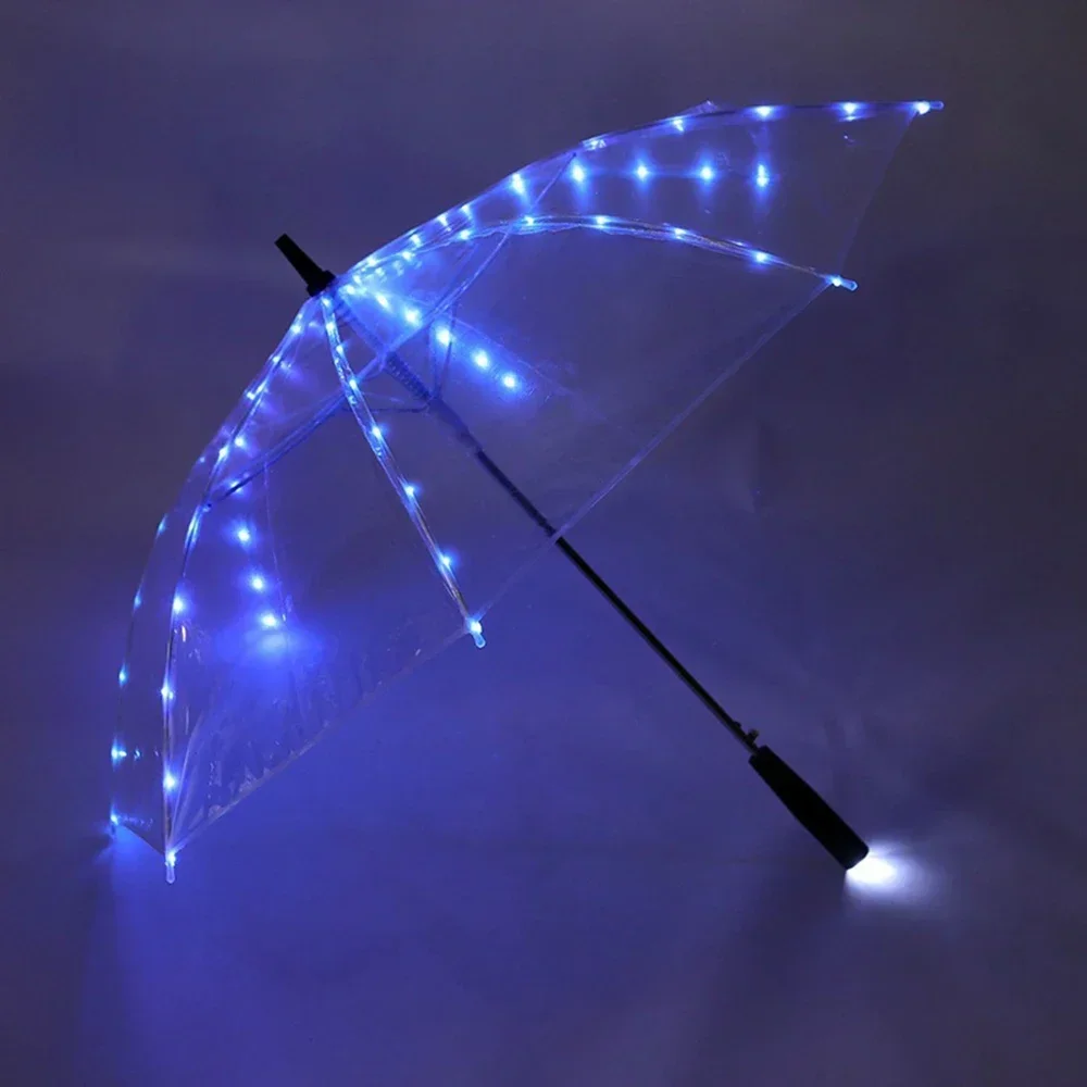 

Fashion Umbrella with LED Light Luminous Creative Transparent Umbrella Rain Gear for Boys and Girls Location Shooting Supplies