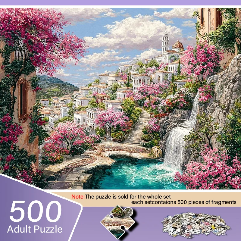 A Box of A Adult Mini Puzzles with a Romantic Mediterranean Town Design - Scratch-Resistant, High-Difficulty, Suitable for Adu