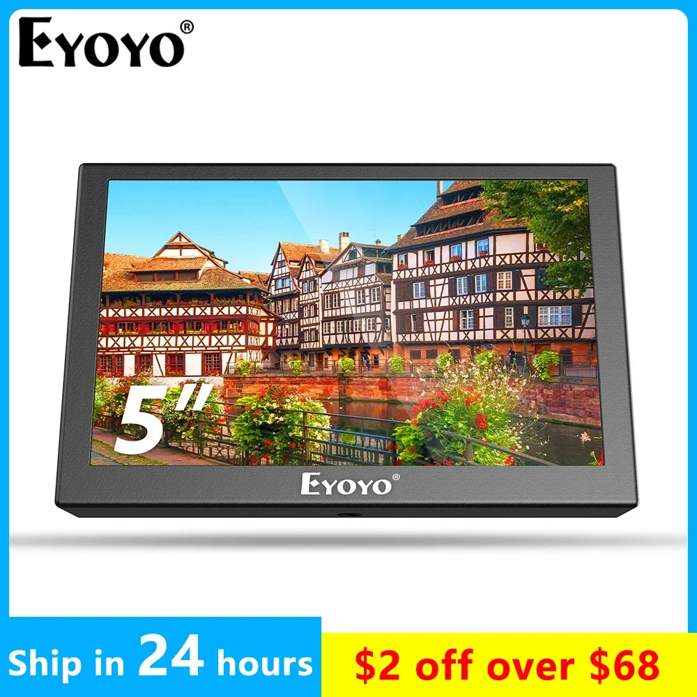 Eyoyo S501H Home Security Metal TN Industrial Screen HD 800*480 5 Inch Car Rear View Monitor with HDMI VGA AV Port Fast Response