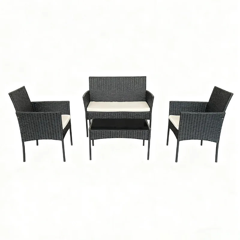 Outdoor four-piece rattan sofa leisure terrace courtyard villa outdoor waterproof table and chairs combination