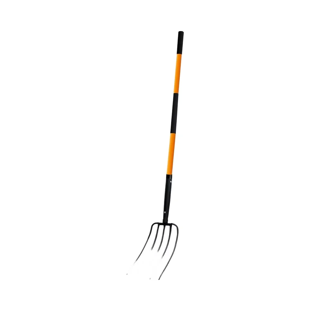 Heavy Duty Pitchfork & Garden Fork with Fiberglass Handle Carbon Steel Head 58 Inches-Digging Fork for Gardening Mulching