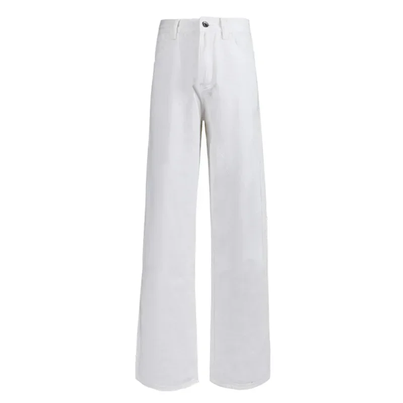 2024 New Straight Jeans Women White Plus size High Waist Loose Wide Leg Pants Spring Slimming Narrow Pants