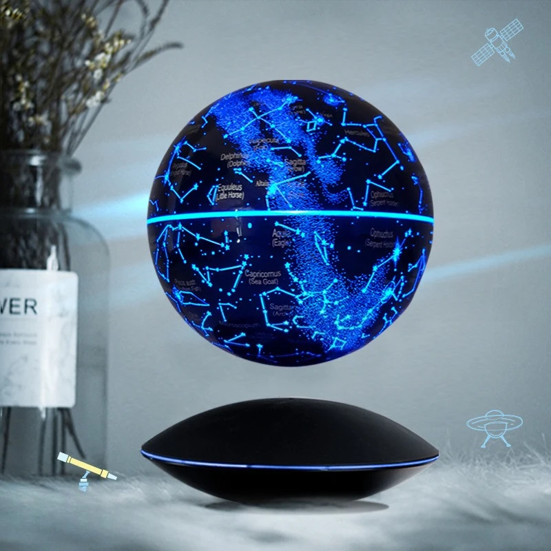 Suspended Globe Atmosphere Ornament 6-inch Starry Romantic Creative Gift, Spinning Starry Sky Glowing Ball, Teacher's Day Gift