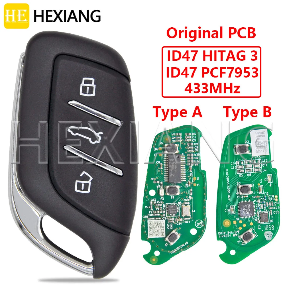 HE Original CPB ID47 HITAG3 PCF7953 433MHz Proximity Car Remote Key For MG ZS EV HS MG4 MG5 MG6