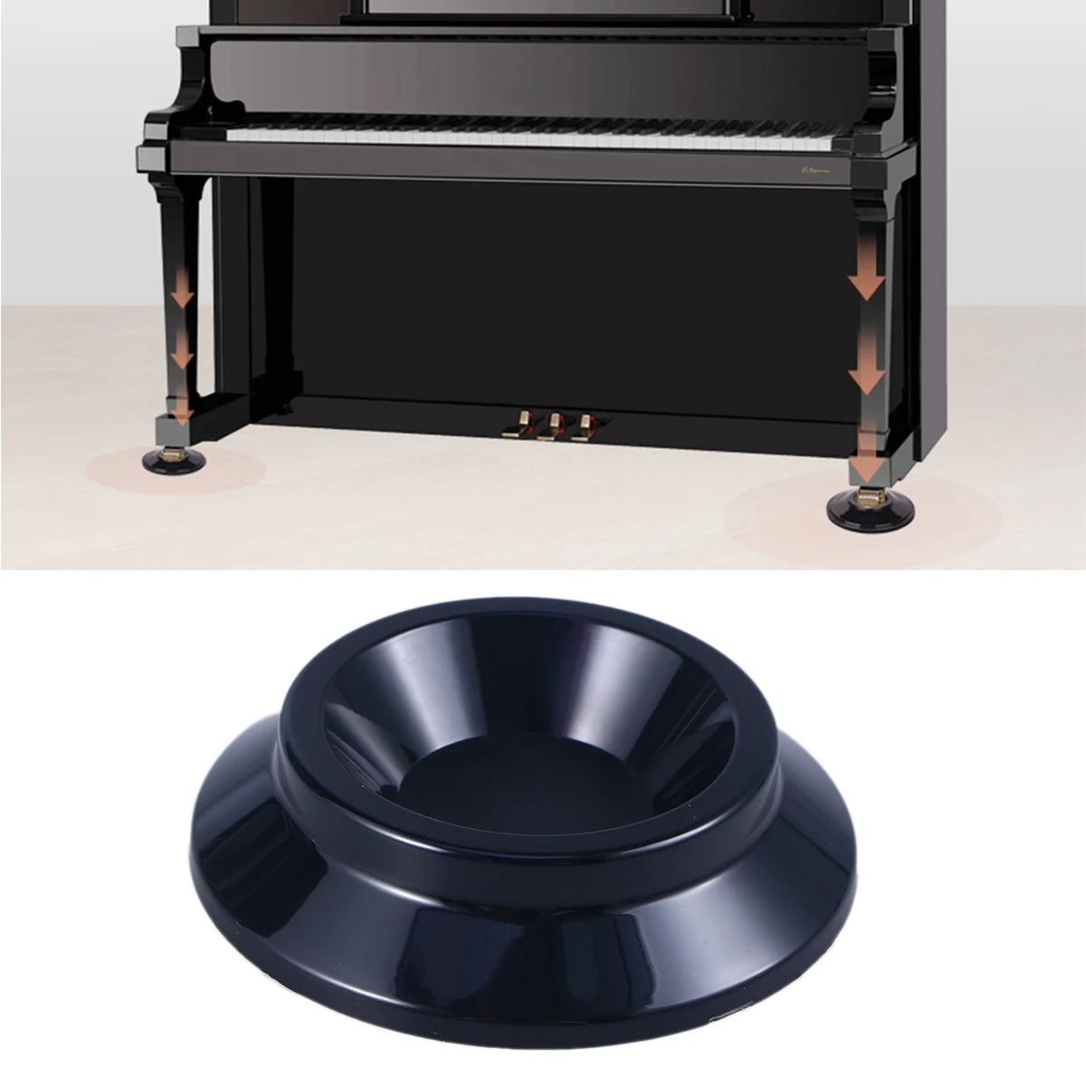

4pc Caster Cups Non-Slip Floor Mat Upright Piano Anti-Noise Black Durable Stain Resistant Rustproof Brass Wheel Protection