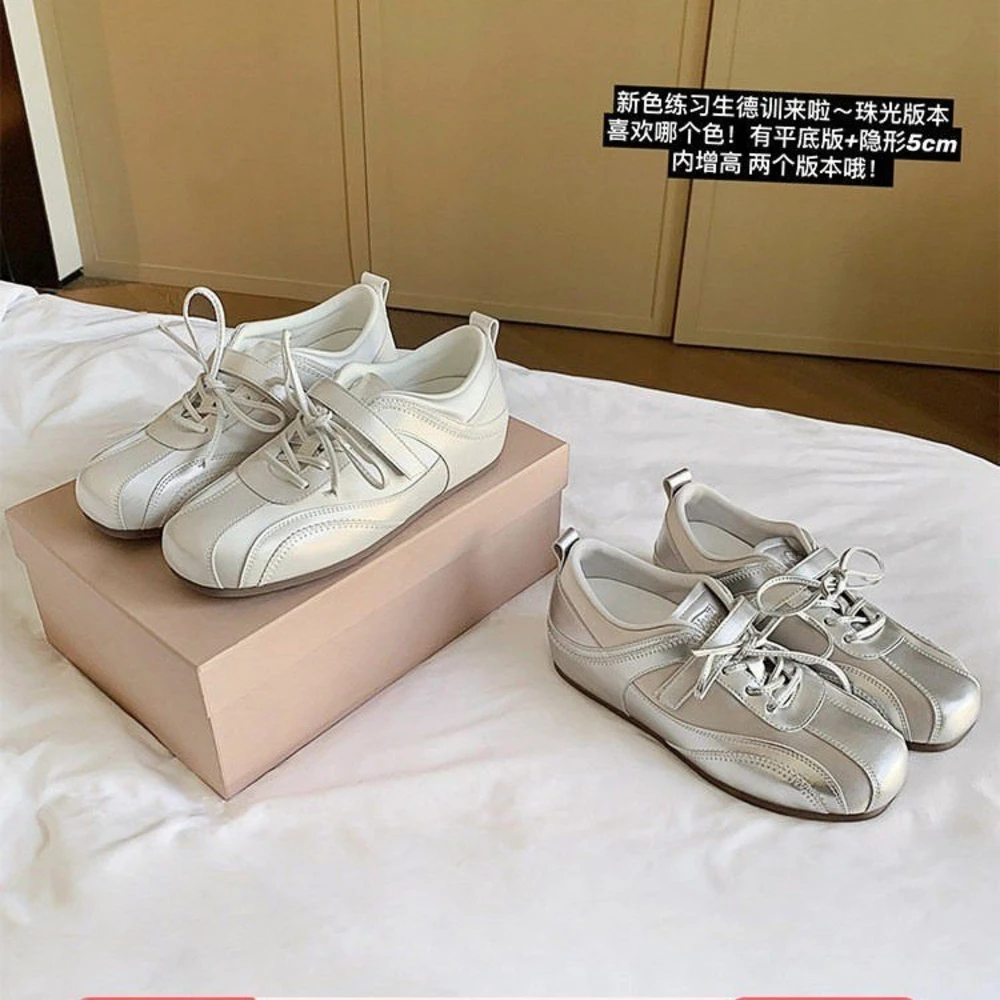 

Women's ballet flats Fashion Korean ballet style lace-up retro casual shoes Comfortable lightweight ballet sneakers