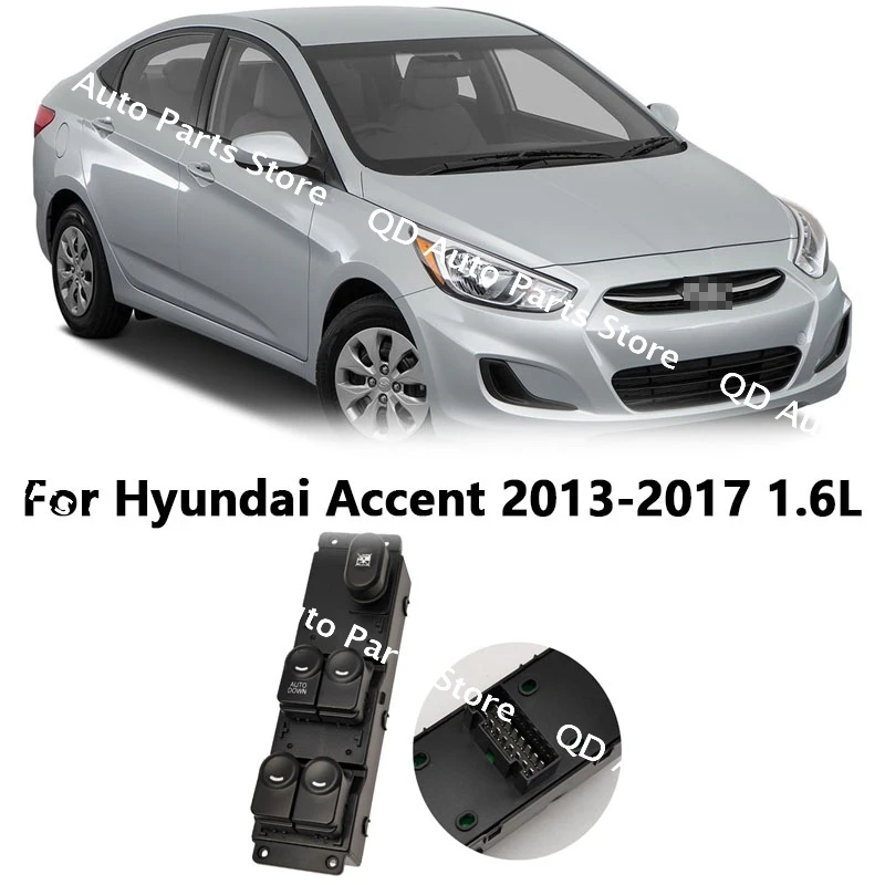 

OEM:93570-1R101 16pins Front Left Master Power Window Switch Without Auto Door Lock For Hyundai Accent 2013-2016 2017 1.6L
