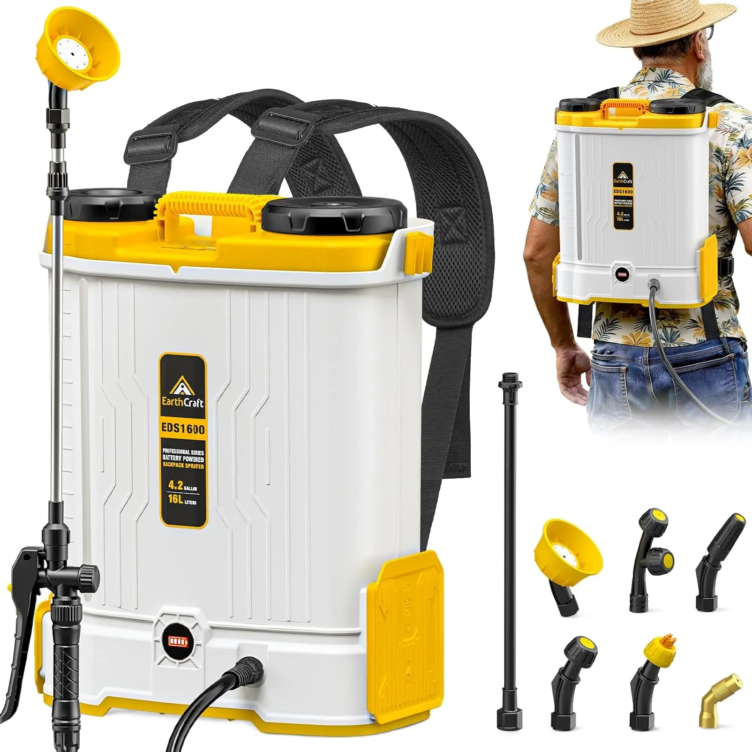 Cordless Backpack Sprayer 4 2 Gal Battery Powered Tool Only Mixing System 6 Spray Nozzles Lawn Garden Yard