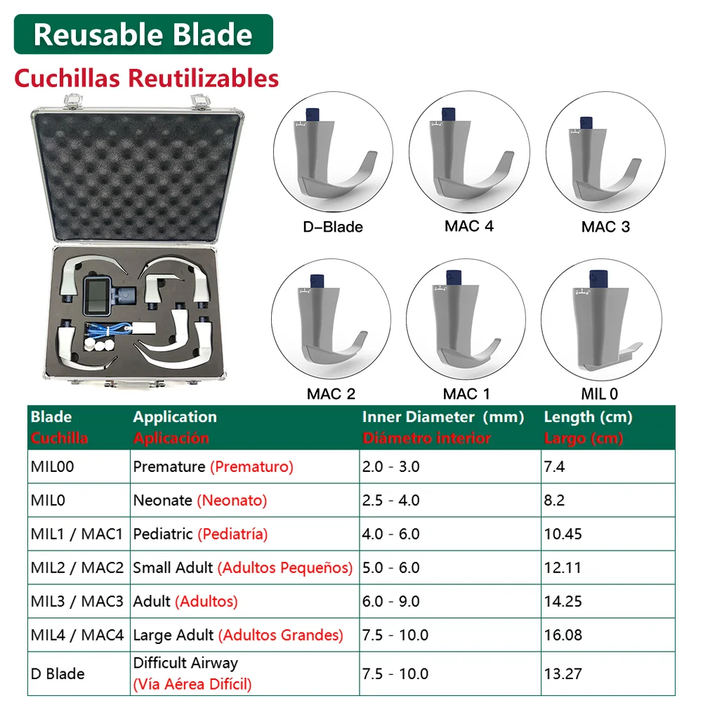 CR-32 Anesthesia Video Laryngoscope with 6 Blades, 3.2\