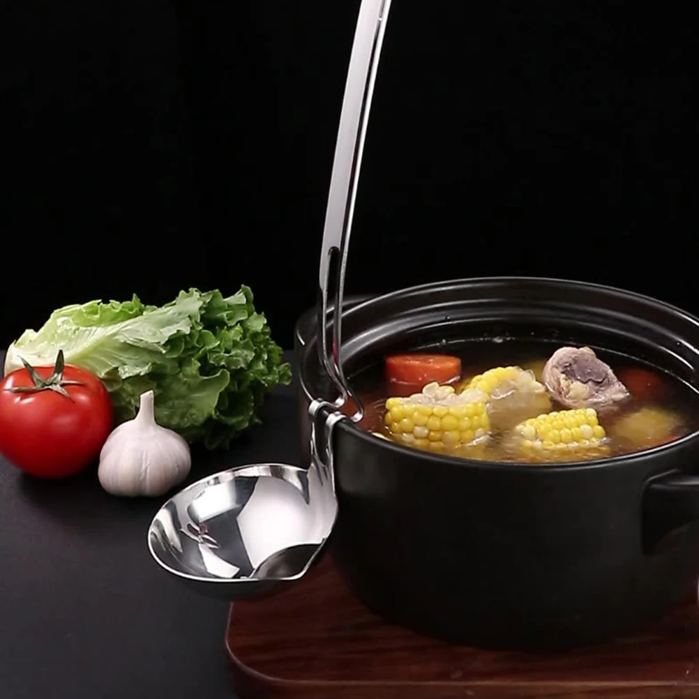 

Stainless Steel Oil Separator Ladle Grease Spoon Soup Skimmer Kitchen Gadget Filter Strainer Heat Resistant Sturdy Cooking Tool