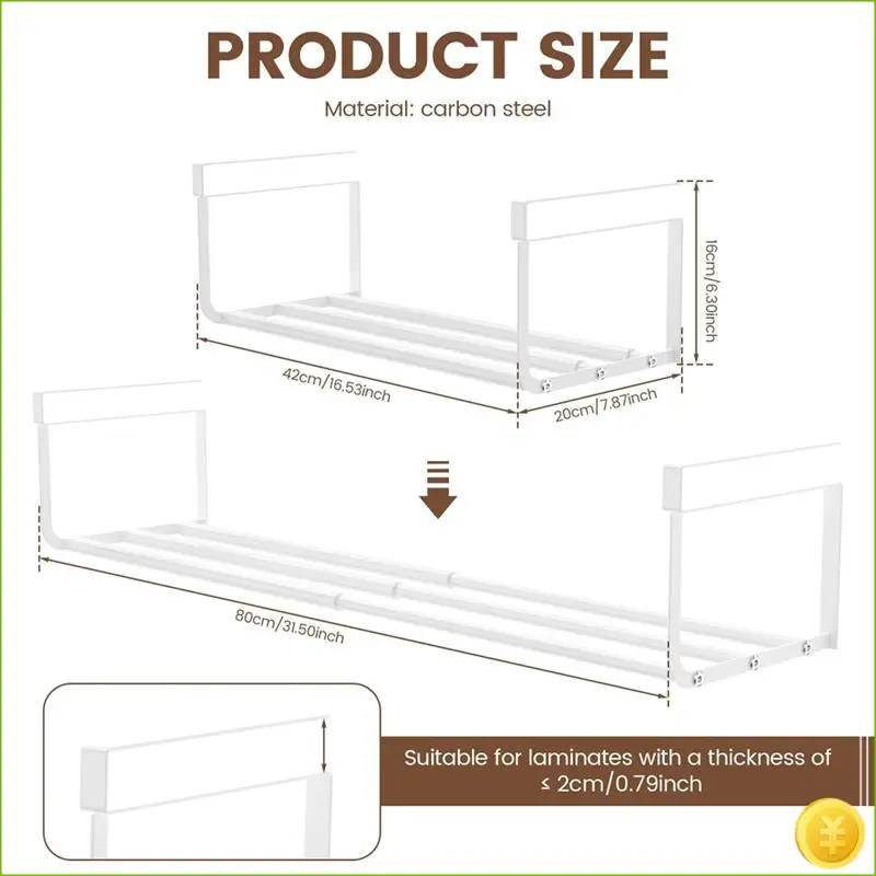 رف أحذية معلق قابل للتوسيع، رف أحذية قابل للسحب، معلق تحت الرف للتخزين والتنظيم، حامل قابل للتعديل