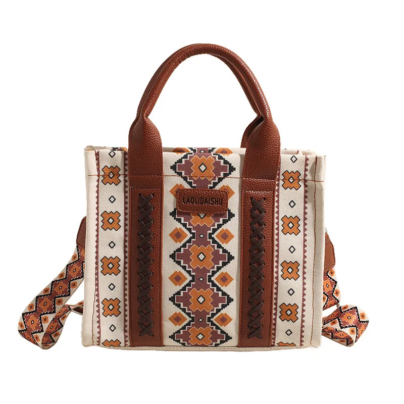 

Summer Vintage Canvas Printed Western Women's Shoulder Bag Crossbody Handbag Large Capacity Tote bags for women