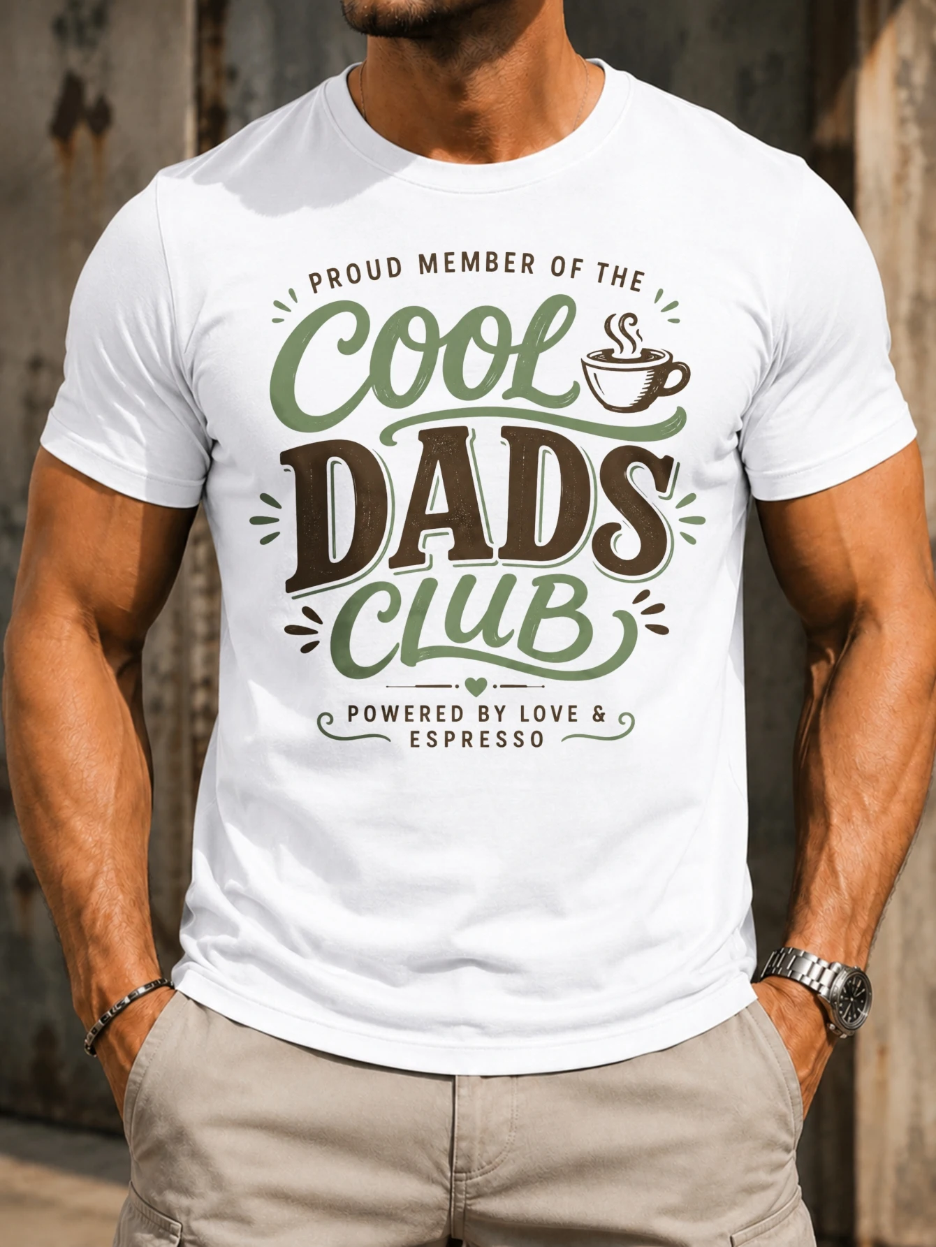 Proud Member Of The Cool Dads Club  hand lettered script coffee cup doodle love and espresso theme  Unisex All T-Shirt