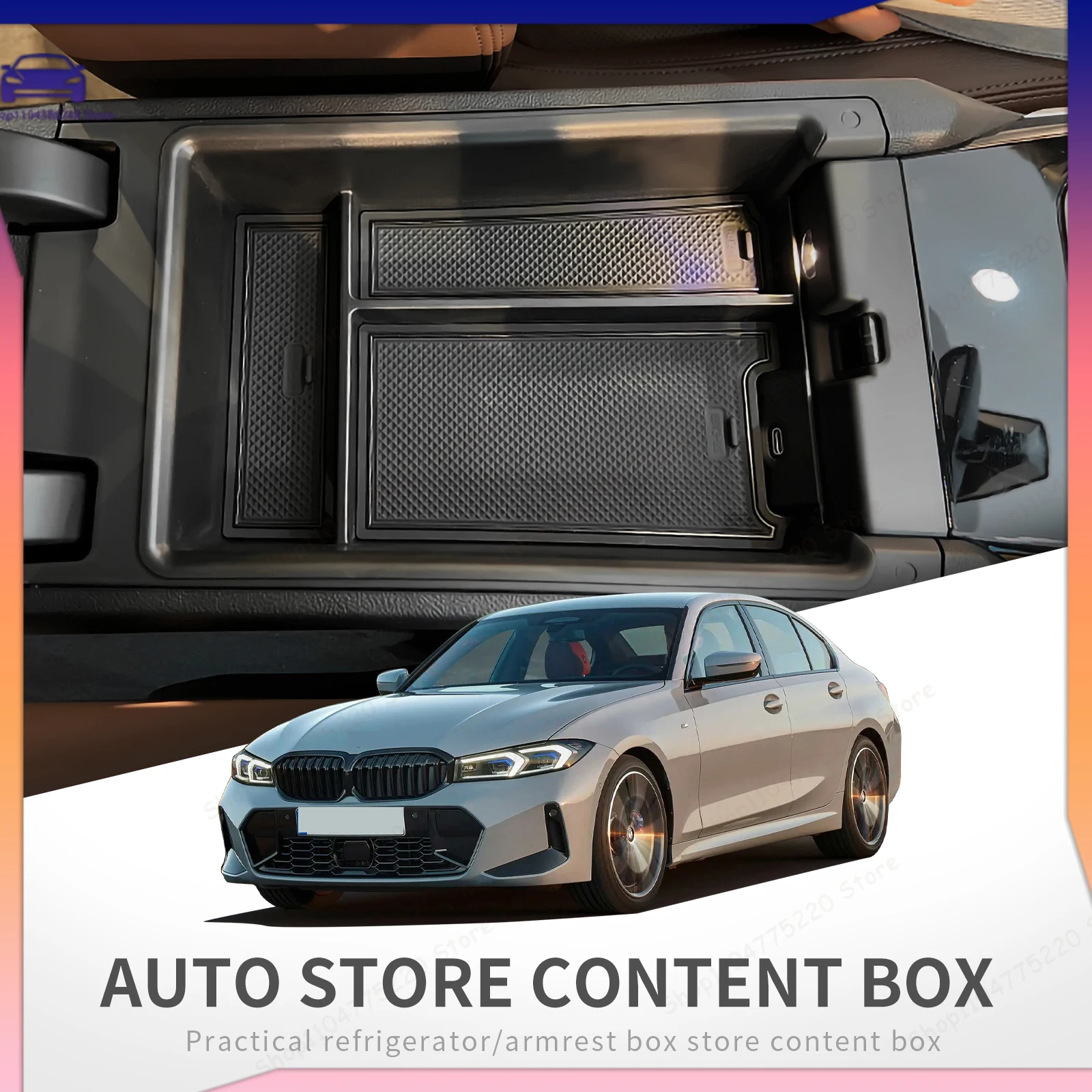 

For BMW 3 Series 4 Series I4 2020 - 2023 M3 M4 Car Armrest Storage Box Center Console Tray Organizer Accessories