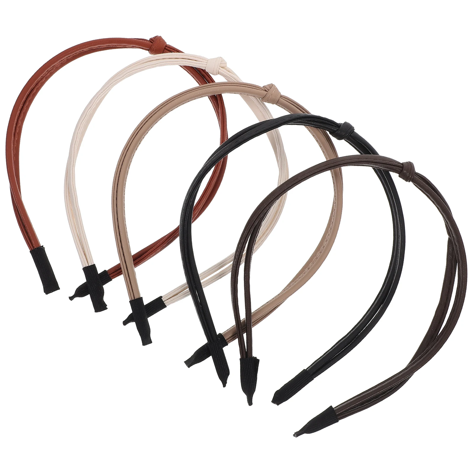 

5 Pcs for Women Thin Knotted Black Brown Thin Headband Fall Accessories For Women Caramel Beige Khaki Stylish Fall Accessories