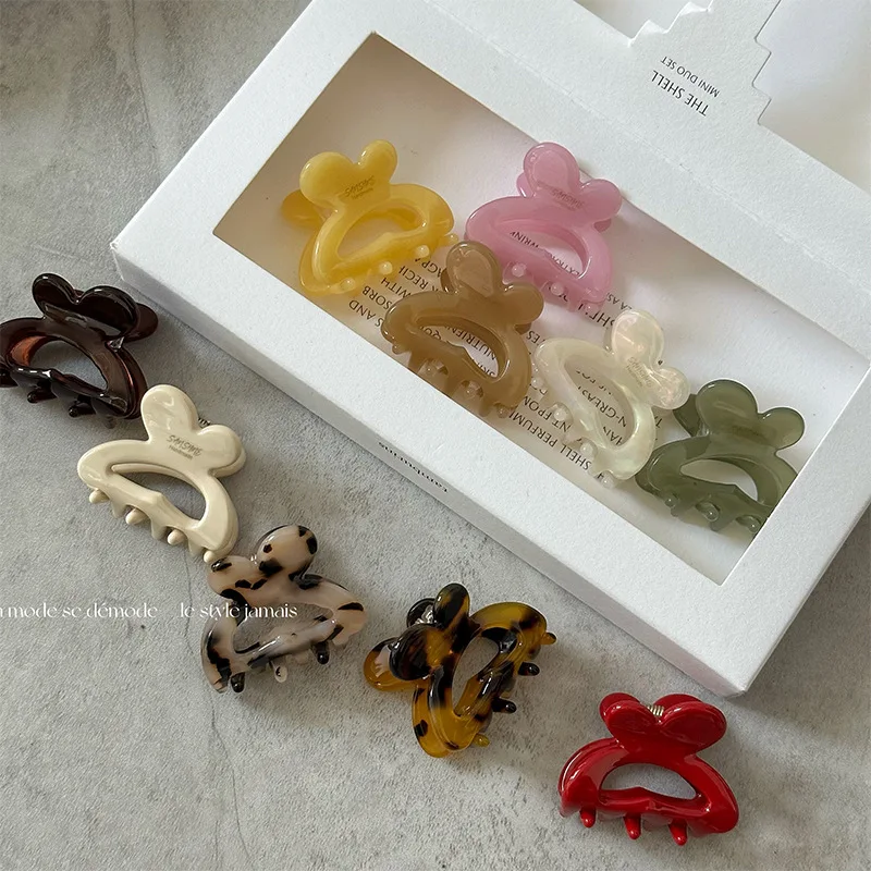 Korean version acetic acid colorful gold label rabbit bangs hair grab cute French small grab clip hair clip top clip side clip