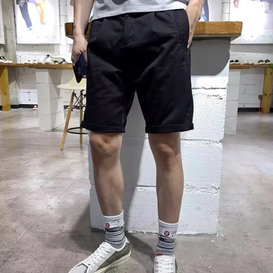 Shorts de streetwear coreano masculino, calça curta branca sólida, roupa masculina de Harajuku, moletom casual, moda verão, vendas quentes, 2023