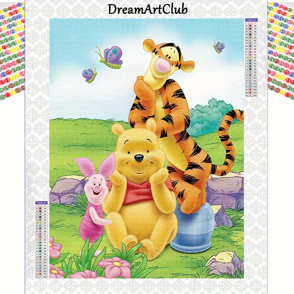 30x40cm Diamond Painting Disney Winnie the Pooth Picture 5D DIY Full Round Drill Mosaic Embroidery Tigger Piglet Home Decor