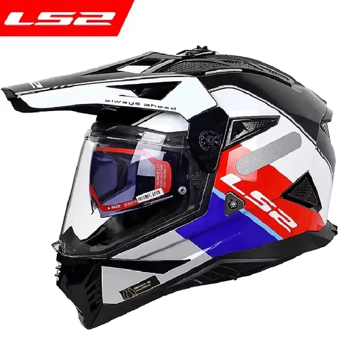 2025 LS2 Original MX702 Casco de motocicleta cara completa doble lente Off Raod Racing casco certificación DOT Cascos Para Moto