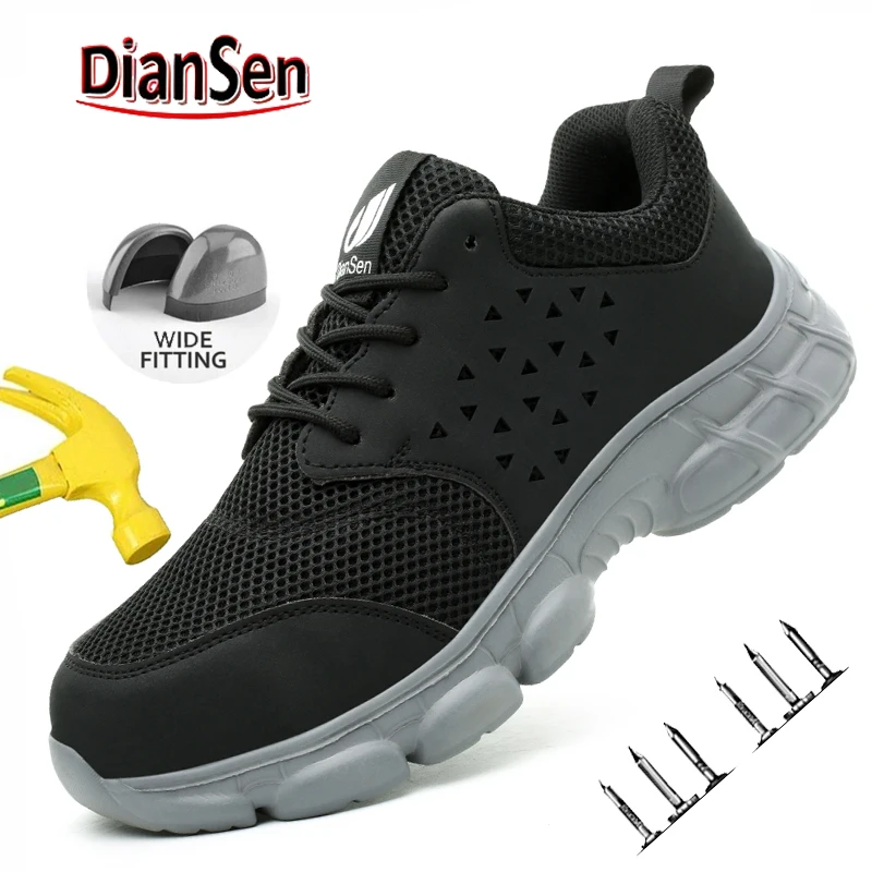 

Slip Resistant Mens Work Shoes Comfortable Lightweight Breathable Sneakers Wear-resisting Anti-smash Anti-Puncture Safety Shoe