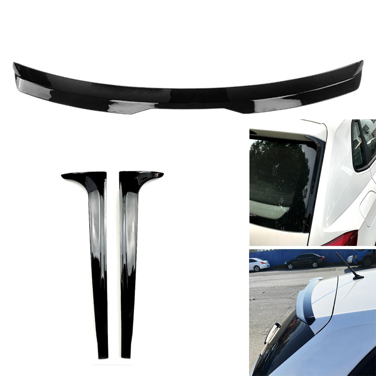 Polo Rear Roof Spoiler Boot Lip Wing + Rear Window Splitter Trim Cover For Volkswagen VW MK6 2019+ Glossy Black Car Accessories