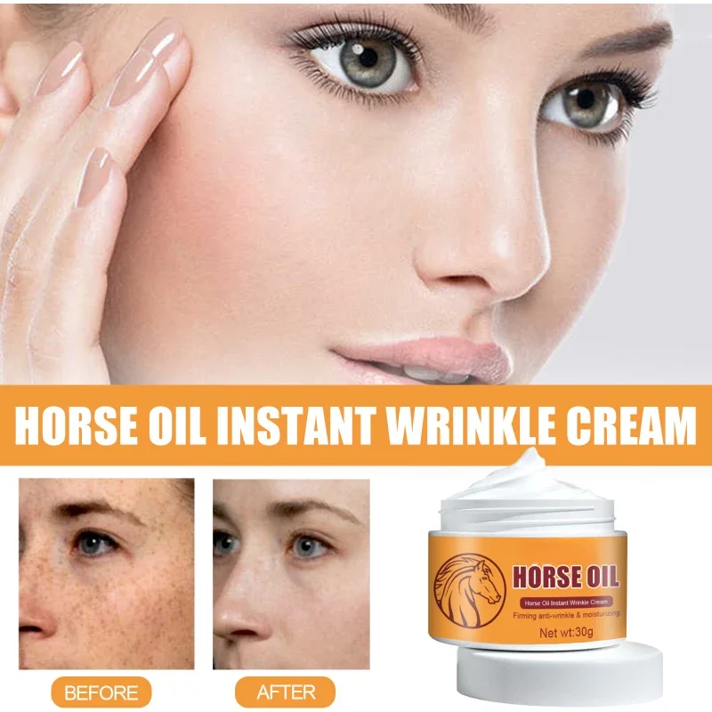 horse oil instant anti wrinkle face cream can lighten spots, tender skin, reduce wrinkles and tighten fine lines 1pcs