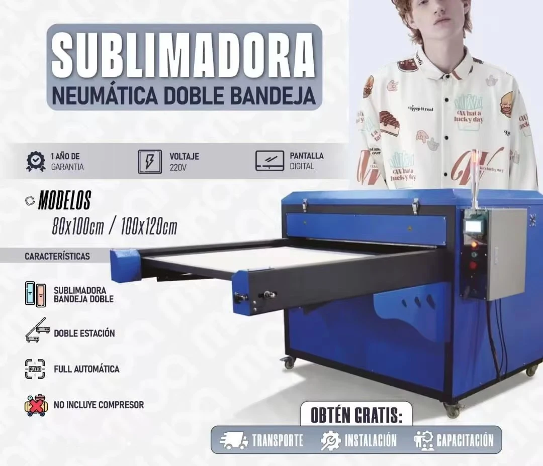 Semi-Automatic Pneumatic Heat Press Transfer Machine Large Format 100*120cm for Sublimation Print Textile Fabric New Condition - view 3