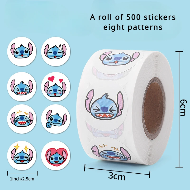 

500 Stickers/reel Cute Cartoon Lilo & Stitch Stickers DIY Diary Laptop Luggage Skateboard Graffiti Decals Fun Classic Toy Gifts