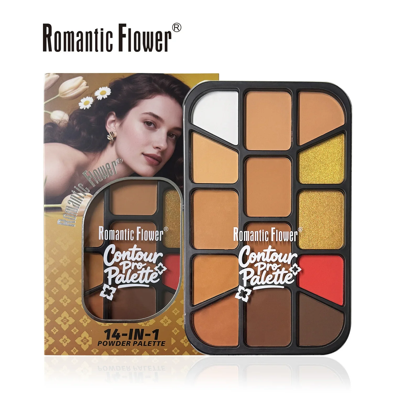 14-farbige All-in-1-Make-up-Palette, wasserfeste Gesichtskosmetik, Textmarker, Rouge, Konturpulver für langanhaltenden, frischen Look