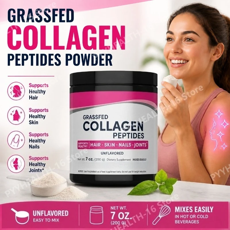 Grass Fed Collagen Peptides Powder Hair Skin Nails Joint Support Supplement Unflavored Non-GMO 7 oz 200g 20 Day Supply