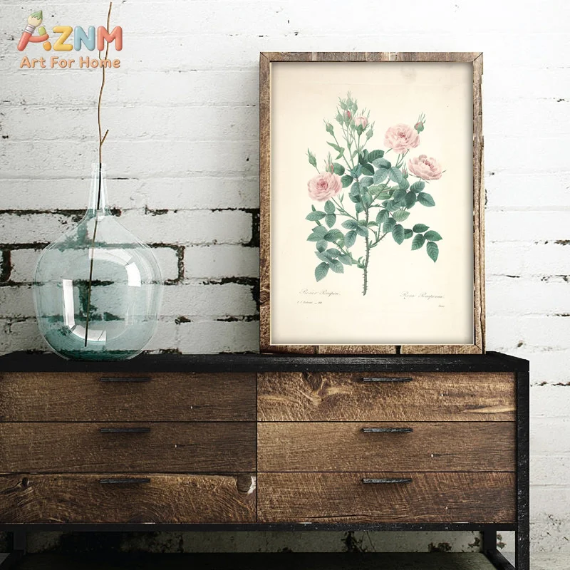 AZNM Vintage Botanical Flower Canvas Poster Frameless Wall Art Antique Rose Pomegranate Primrose Plant Illustration Print For Fa view 4