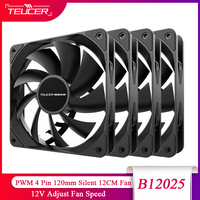 TEUCER PC Computer Case Fan PWM 4 Pin 120mm Silent 12CM Fan CPU Cooler Cooling Fan Cooling Radiator Fan 12V Adjust Fan Speed